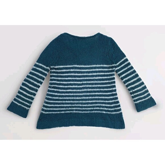 Wooden Ships Size Small/Medium Coastal Striped Green Blue Knit Sweater Wool - Picture 6 of 9